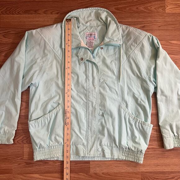 Vintage Casual Club Mint Green Windbreaker Jacket M | Retro 80s Coastal Cottage - Picture 3 of 8
